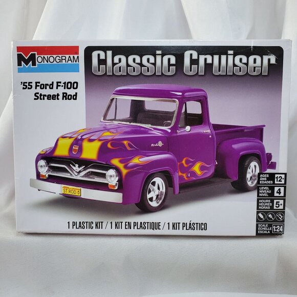 Monogram Purple 1955 Ford F-100 Pickup Street Rod 1/24 MODEL CAR Kit NIOB - Picture 1 of 8